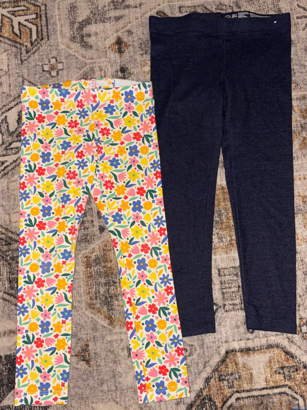 wonder nation Jean Leggings & Multicolor Floral Leggings